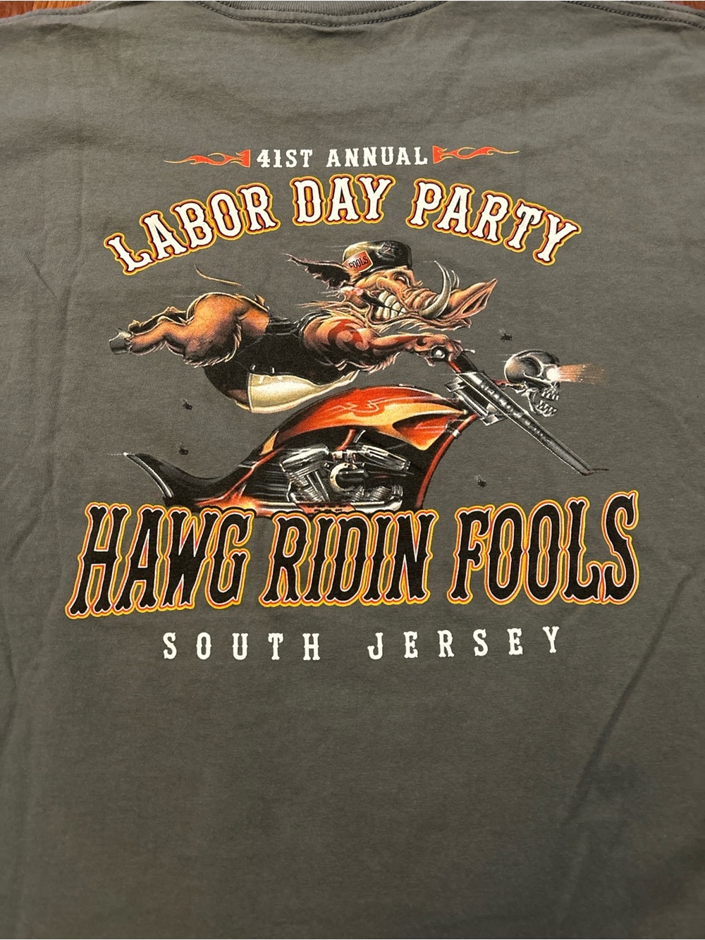 Hawg Riding Fools Biker Motorcycle South Jersey Pocket Tee Size Large